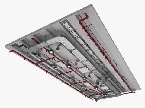 Ceiling Ventilation Pipes 16 3D Model