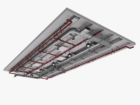 Ceiling Ventilation Pipes 16 3D Model
