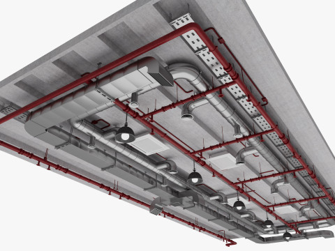 Ceiling Ventilation Pipes 16 3D Model