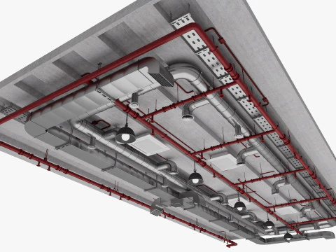 Tubi di ventilazione a soffitto 16 Modello 3D