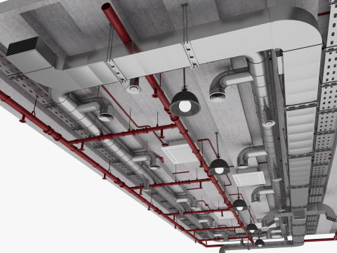 Ceiling Ventilation Pipes 16 3D Model