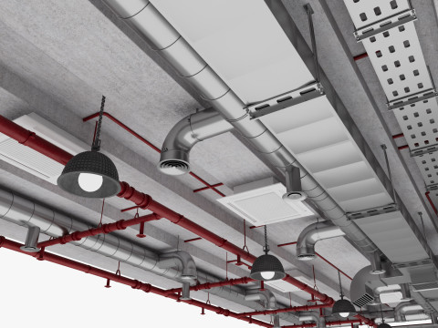 Ceiling Ventilation Pipes 16 3D Model