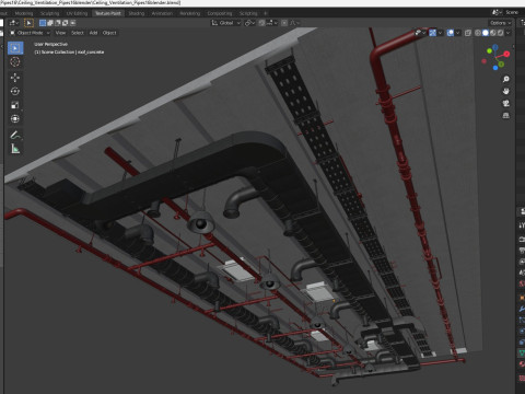 Ceiling Ventilation Pipes 16 3D Model