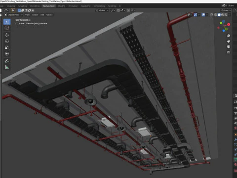 Tubi di ventilazione a soffitto 16 Modello 3D