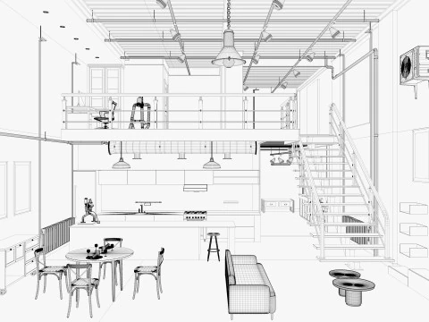 Warehouse Home Loft Office 2 3D Model