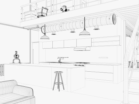 Warehouse Home Loft Office 2 3D Model