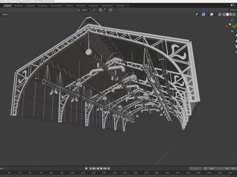 Ceiling Ventilation Pipes 19 3D Model