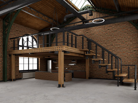 Loft interior 10 Model 3D