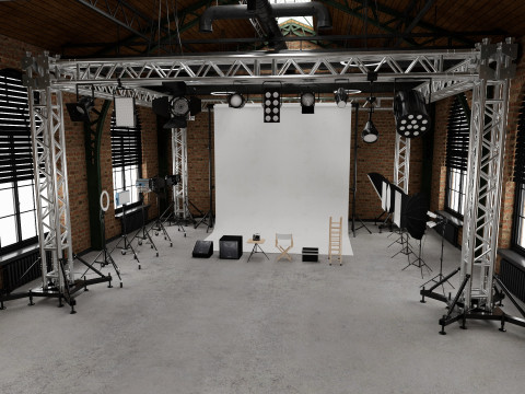 Loft Photo Studio scene 2 Model 3D