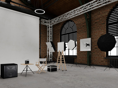 Loft Photo Studio scene 2 Model 3D