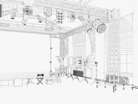 Loft Photo Studio scene 2 3D Model