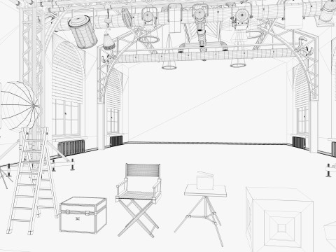 Loft Photo Studio scene 2 Model 3D