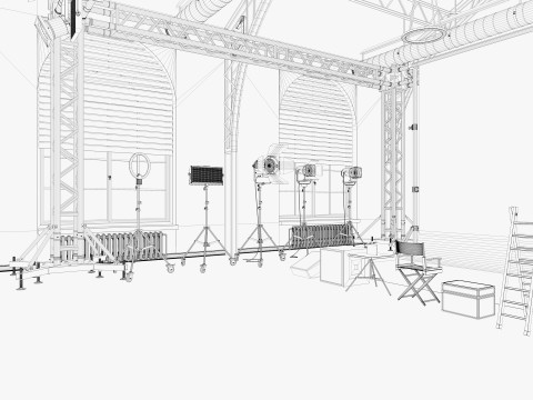 Loft Photo Studio scene 2 Model 3D