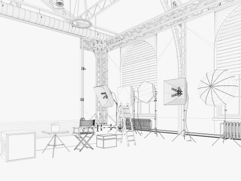 Loft Photo Studio scene 2 Model 3D