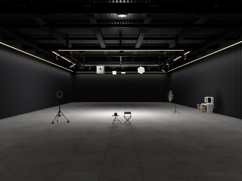 Hangar Photo Studio interior scene Modello 3D .c4d .max .obj .3ds .fbx .stl .blend