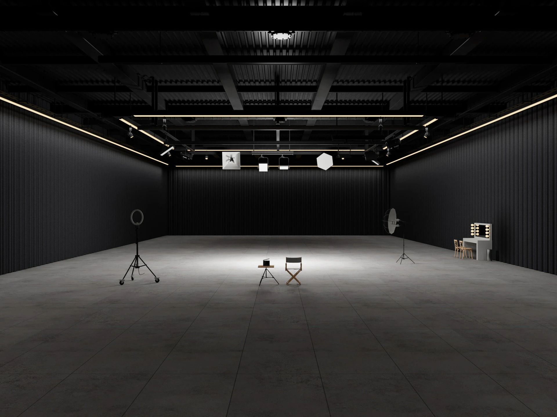 Scena interna dell'Hangar Photo Studio Modello 3D .c4d .max .obj .3ds .fbx .stl .blend 