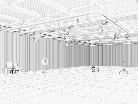 Scena interna dell'Hangar Photo Studio Modello 3D