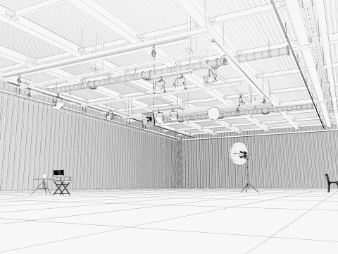 Scena interna dell'Hangar Photo Studio Modello 3D