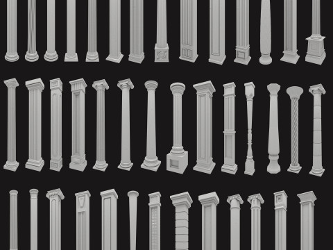 Classical columns pilasters collection 3D Model