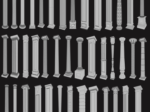 Klasyczna kolekcja pilastrów kolumnowych Model 3D