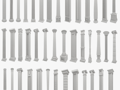 Klasyczna kolekcja pilastrów kolumnowych Model 3D