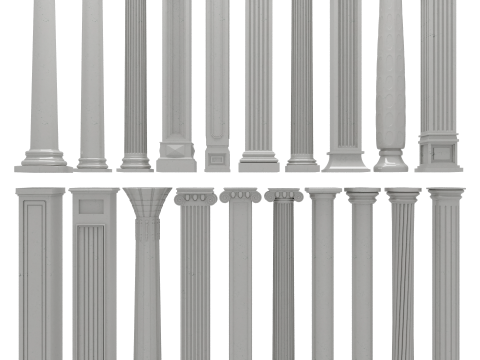 Klasyczna kolekcja pilastrów kolumnowych Model 3D