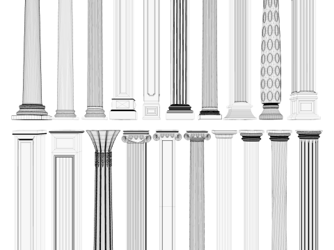 Klasyczna kolekcja pilastrów kolumnowych Model 3D