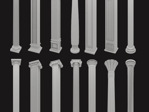Klasyczna kolekcja pilastrów kolumnowych Model 3D
