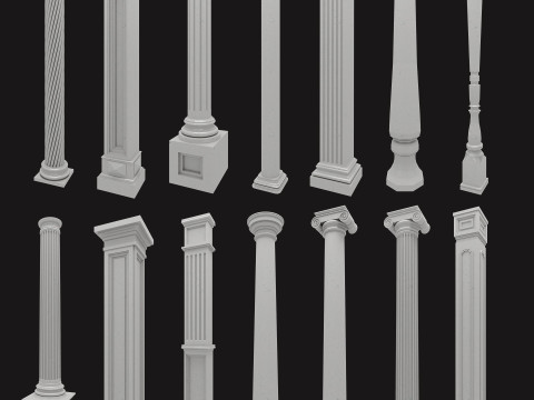 Klasyczna kolekcja pilastrów kolumnowych Model 3D