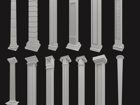 Klasyczna kolekcja pilastrów kolumnowych Model 3D