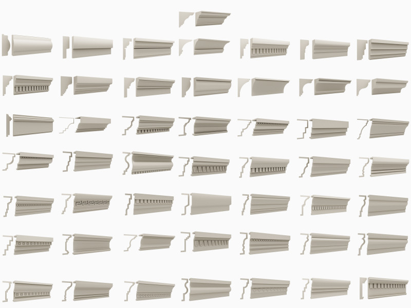 Klassische Formprofil-Sweep-Kollektion 3D Modell .c4d .max .obj .3ds .fbx .stl .blend 