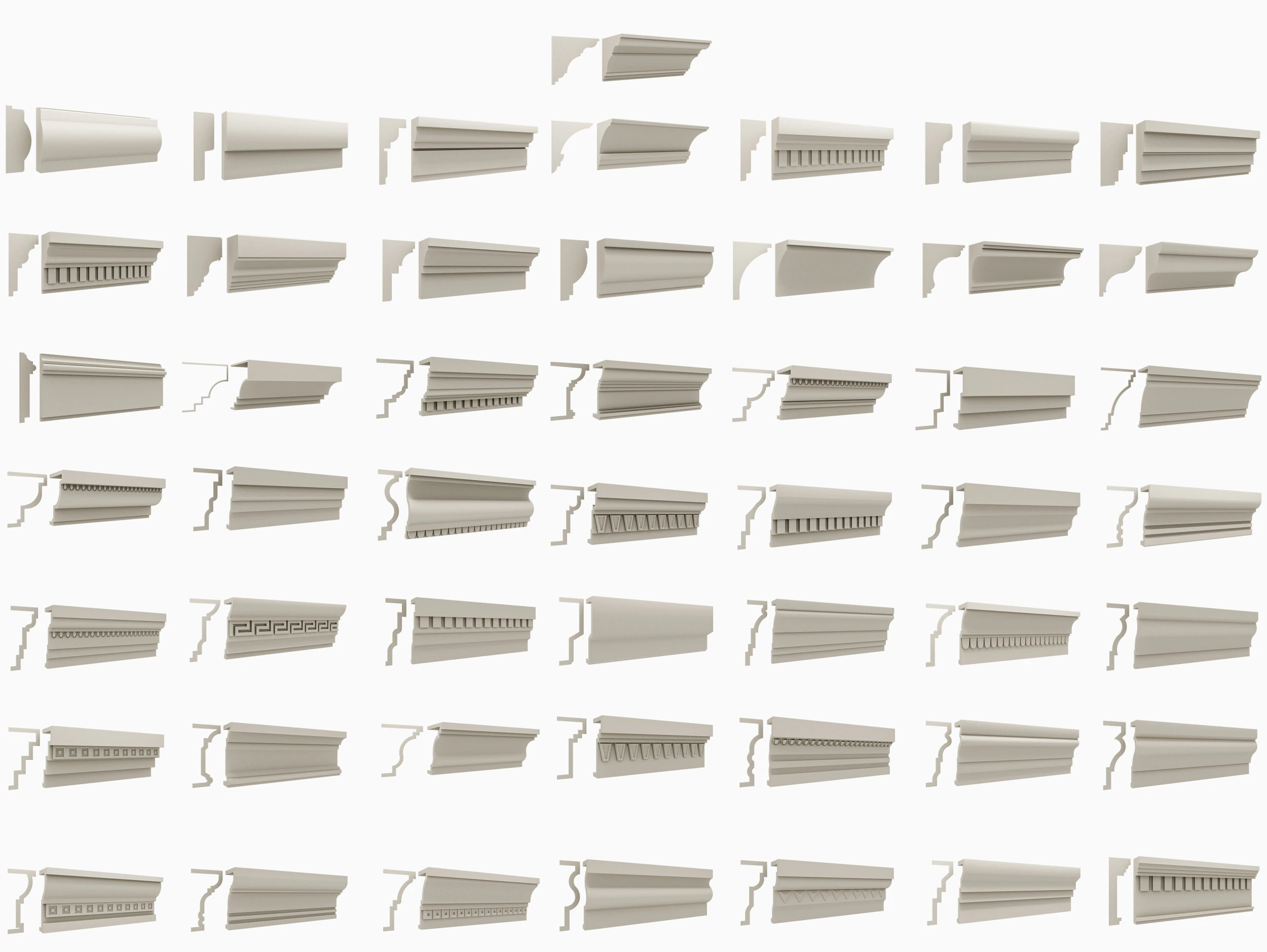 Classical molding profile sweeps collection 3D Model .c4d .max .obj .3ds .fbx .stl .blend 