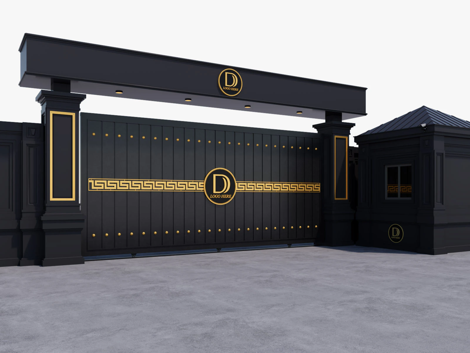 Main Site Entrance Gate Door 2 3D Model .c4d .max .obj .3ds .fbx .stl .blend 