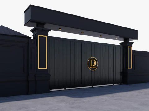 Main Site Entrance Gate Door 2 3D Model