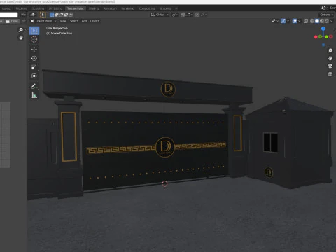 Main Site Entrance Gate Door 2 3D Model