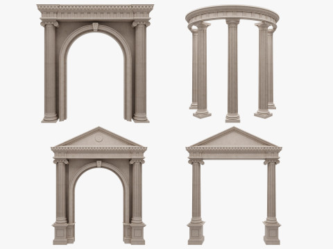 Gewölbte Fassadensäulen, Türpilaster 3D Modell