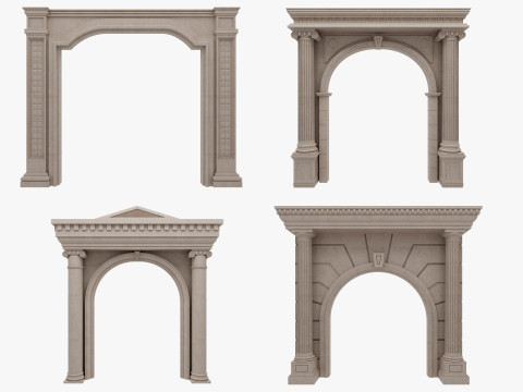 Gewölbte Fassadensäulen, Türpilaster 3D Modell