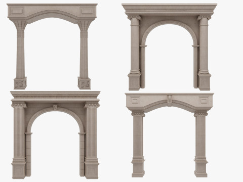 Gewölbte Fassadensäulen, Türpilaster 3D Modell