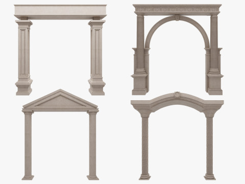 Gewölbte Fassadensäulen, Türpilaster 3D Modell