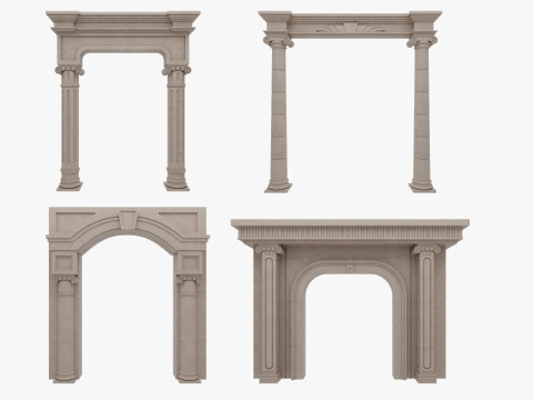 Gewölbte Fassadensäulen, Türpilaster 3D Modell
