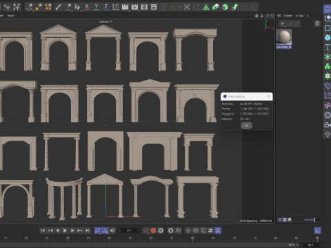 Gewölbte Fassadensäulen, Türpilaster 3D Modell