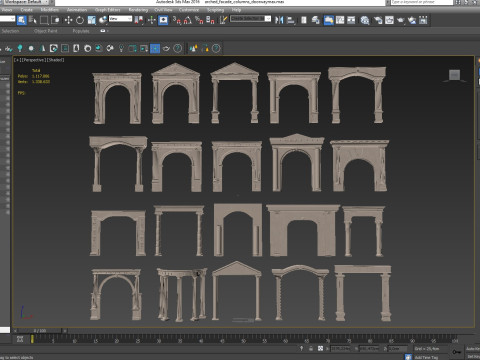 Gewölbte Fassadensäulen, Türpilaster 3D Modell
