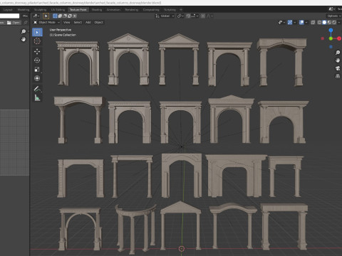 Gewölbte Fassadensäulen, Türpilaster 3D Modell