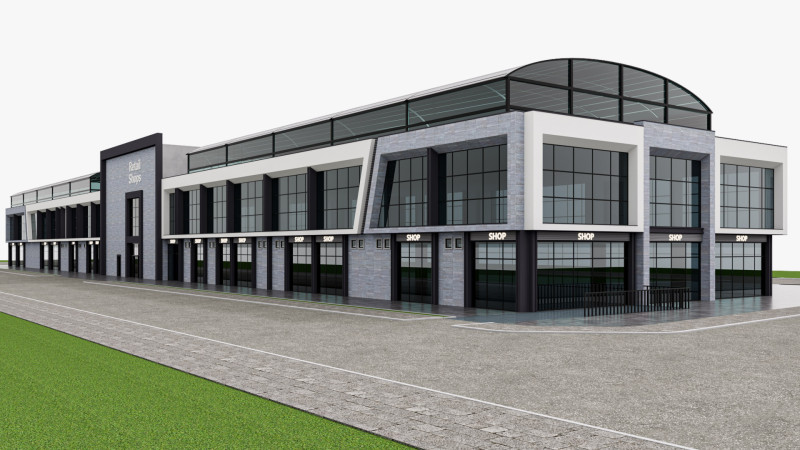 Edificio moderno del negozio al dettaglio Modello 3D .c4d .max .obj .3ds .fbx .stl .blend