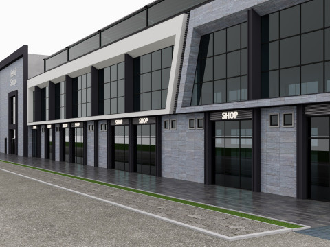 Edificio moderno del negozio al dettaglio Modello 3D