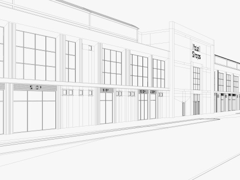 Edificio moderno del negozio al dettaglio Modello 3D