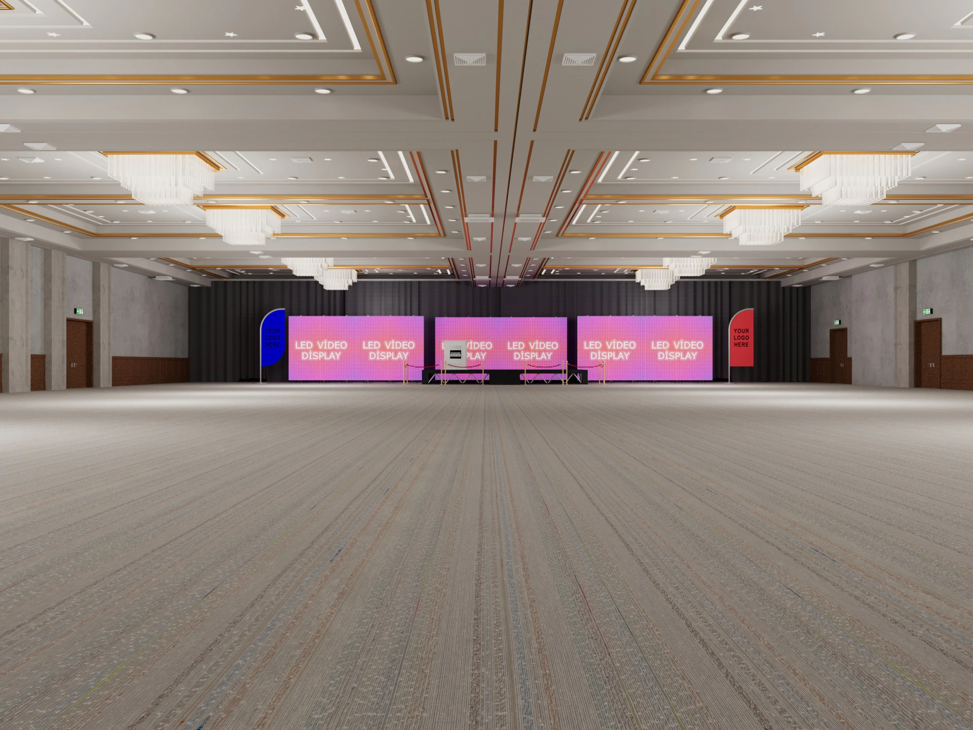 Convention Center Suite Ballroom 3D Model .c4d .max .obj .3ds .fbx .stl .blend 