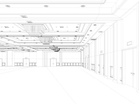 Convention Center Suite Ballroom 3D Model