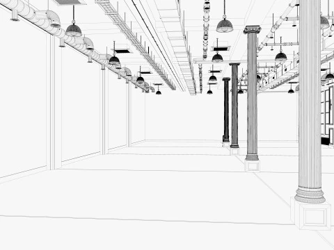 Loft Office interior 19 3D Model