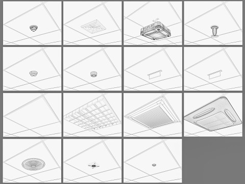 모듈식 천장 컬렉션 3D 모델